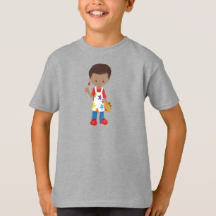 Camiseta Niño afroamericano, pintor, pintor, pincel