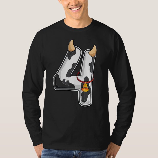 Camiseta Niño agricultor Chica de vaca Cuarto Cumpleaños Cu (Anverso)