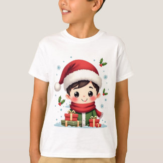 Camiseta Niño agudo de Navidades con regalos y Santa