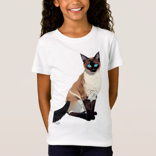 Camiseta Niño amante de gato siamés de ojo azul eléctrico (Anverso)
