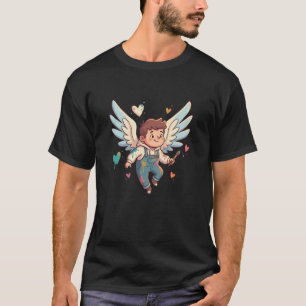Camiseta Niño Ángel Cute con Alas Corazones Salpicadura de 