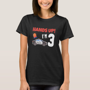Camiseta Niño Auto de la policía tercer cumpleaños 3 años c