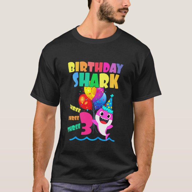Camiseta Niño Bebé Tiburón Niño Cumpleaños Doo D de 3 años (Anverso)