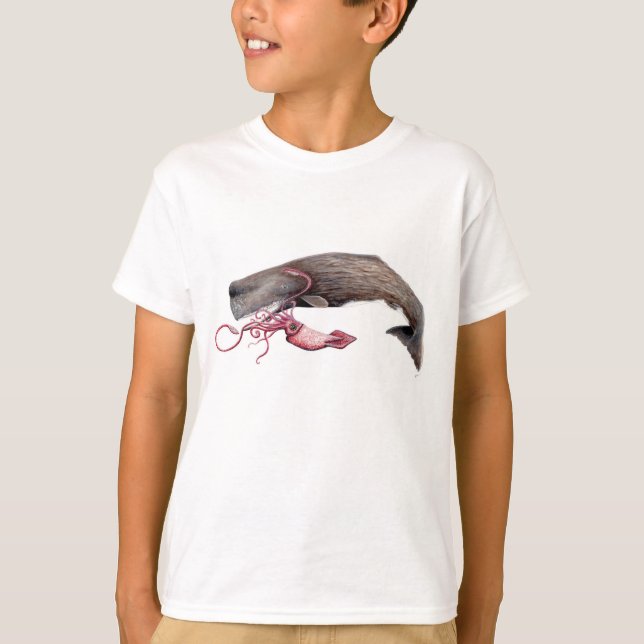 Camiseta niño cachalote y calamar gigante (Anverso)