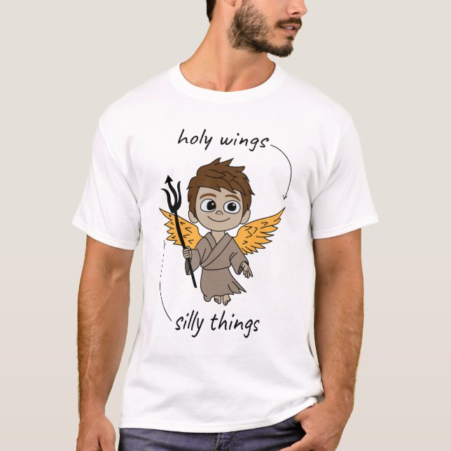 Camiseta Niño Celestial Ángel con Alas Doradas (Anverso)