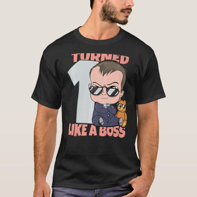Camiseta Niño Chica de cumpleaños 1 año como un niño jefe (Anverso)