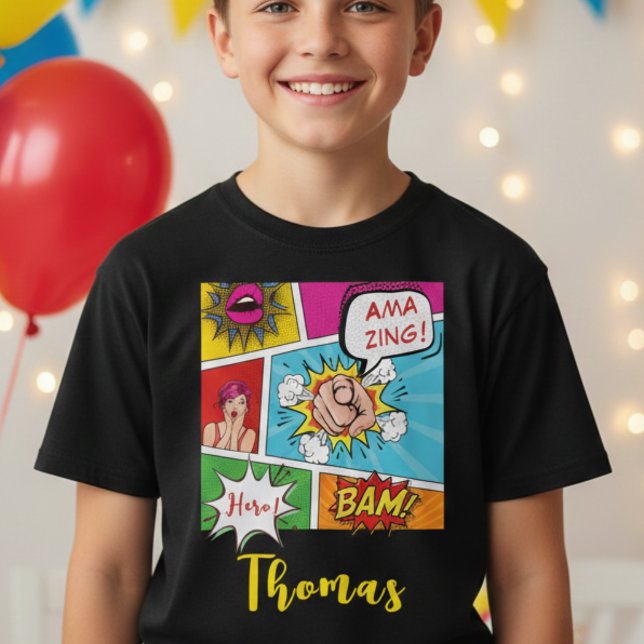 Camiseta Niño cómico de arte pop (Subido por el creador)