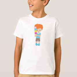 Camiseta Niño Con Helado, Pelo Naranja, Helado