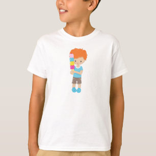 Camiseta Niño Con Helado, Pelo Naranja, Helado