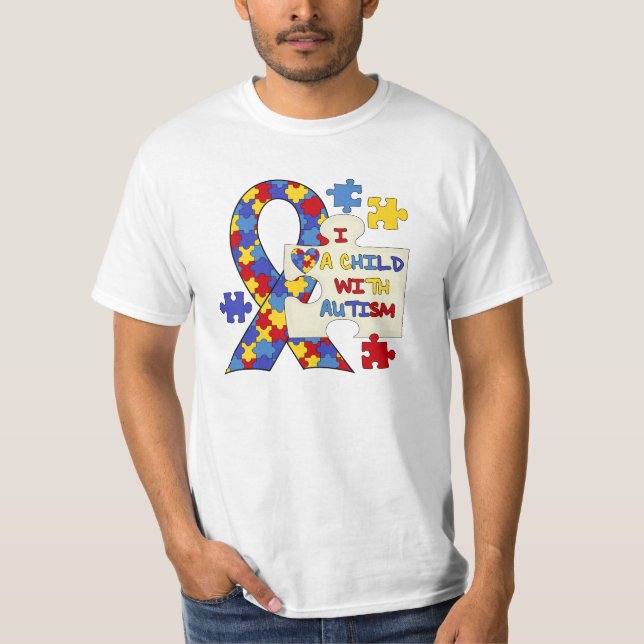 Camiseta Niño con la cinta de la conciencia del autismo (Anverso)