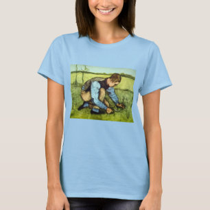 Camiseta Niño cortando hierba con hoz de Vincent van Gogh