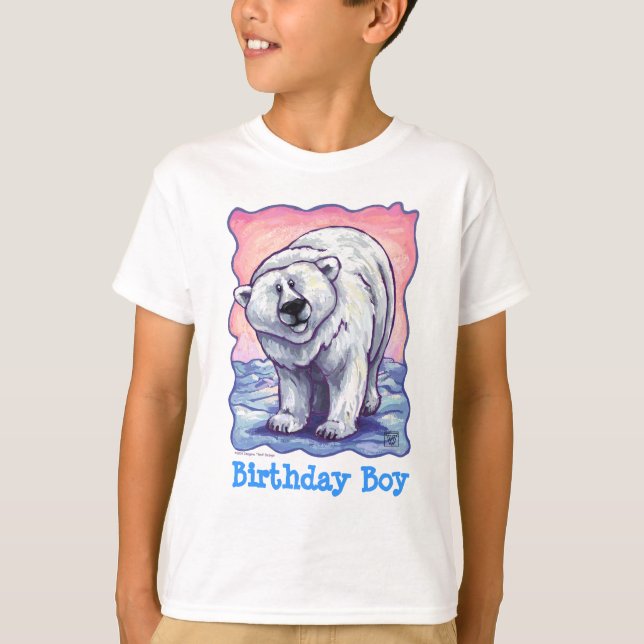 Camiseta Niño Cumpleaños del Centro de Fiesta de Oso Polar (Anverso)