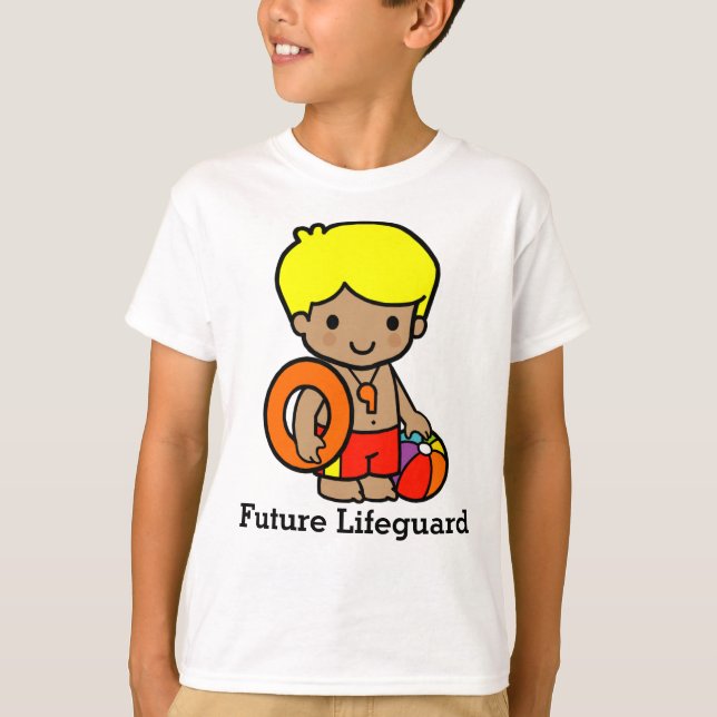 Camiseta Niño Cute Lifeguard con Lifesaver y bola de playa (Anverso)