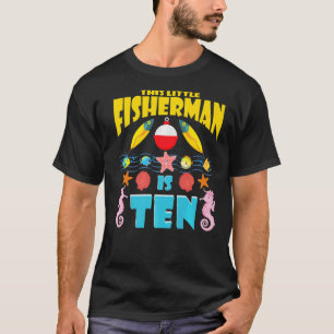 Camiseta Niño de 10 años Fisherman Birthday Theme Fishing P