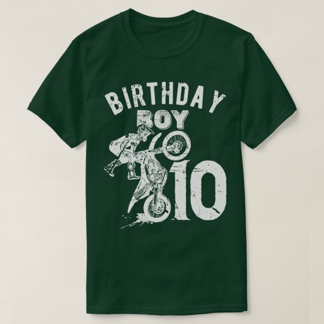 Camiseta Niño de 10 años Niño de cumpleaños Moto Dirt (Diseño del anverso)