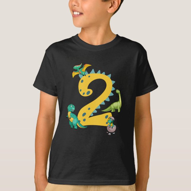Camiseta Niño de 2º cumpleaños Dinosaur Trex Dino de 2 años (Anverso)