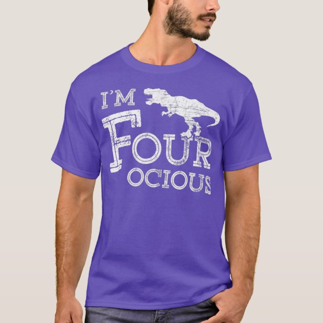 Camiseta Niño de 4 años de 4 años de dinosaurio cuatrocient (Anverso)