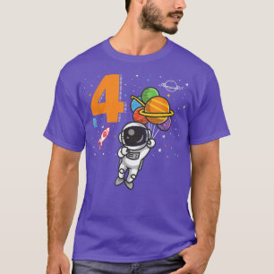 Camiseta Niño de 4 años de edad astronauta de cuarto cumple