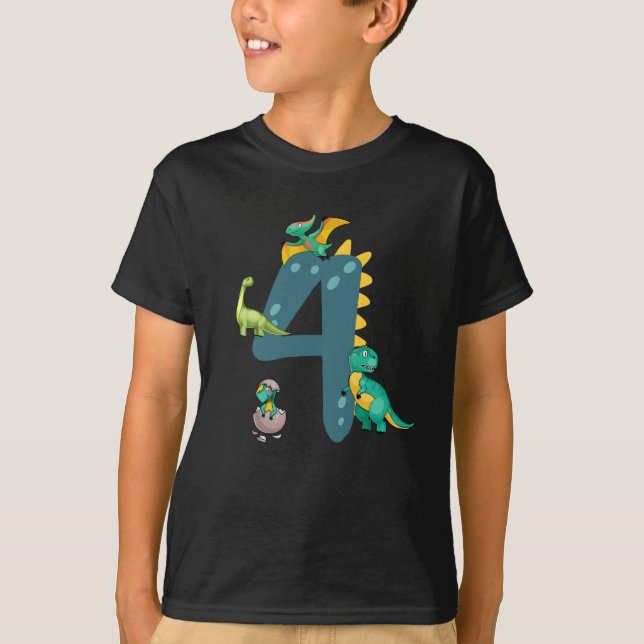 Camiseta Niño de 4 años Dinosaur Trex Dino de 4 años (Anverso)
