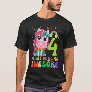 Camiseta Niño de 4 años, unicornio, regalo de cuarto cumple