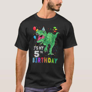 Camiseta Niño de 5 años Dino Rex Dinosaurio 5º cumpleaños