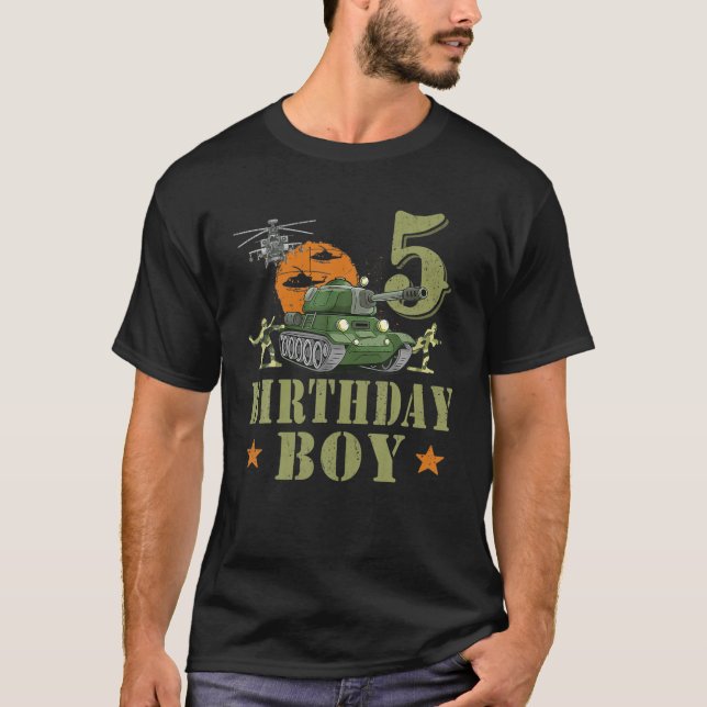 Camiseta Niño De 5 Años Fiesta Del Ejército De Cumpleaños 5 (Anverso)