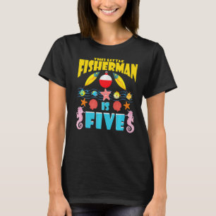 Camiseta Niño de 5 años Fisherman Birthday Theme Fishing Pa