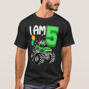 Camiseta Niño de 5 años Monstruo verde niño niño cumpleaños