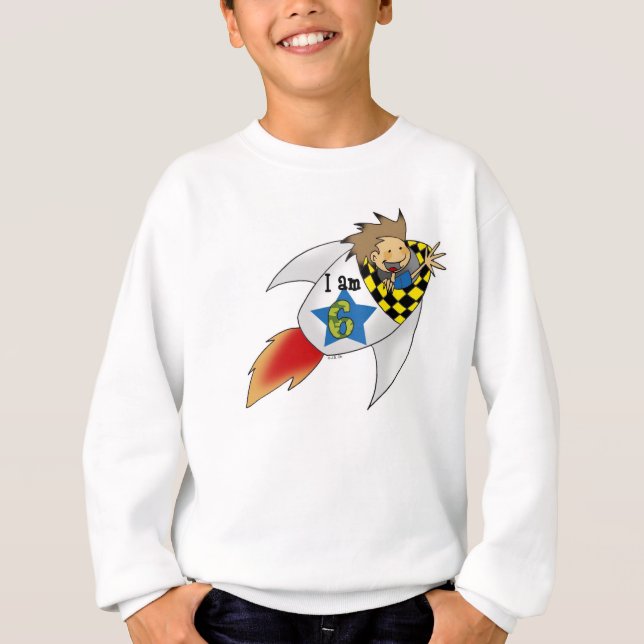 Camiseta Niño de 6 años en un cohete (Anverso)