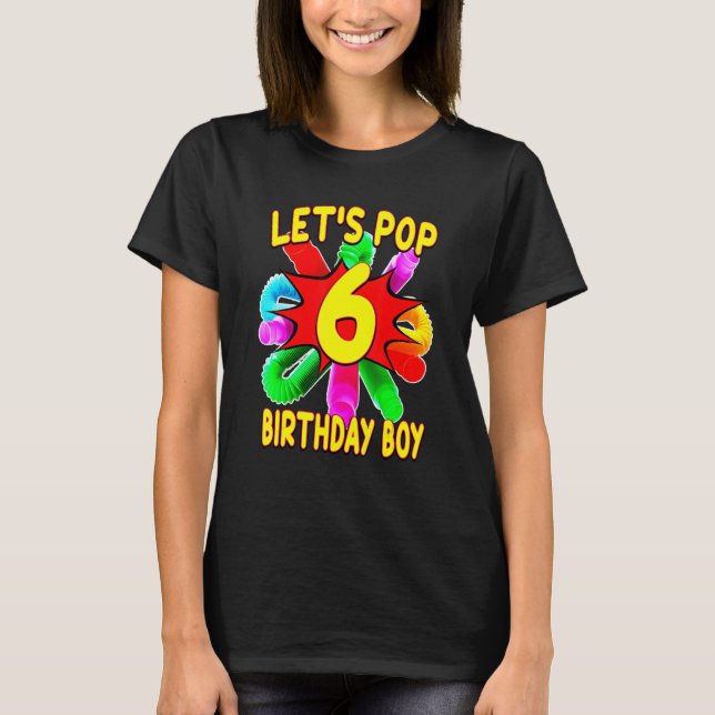 Camiseta Niño de 6 años Pop Tube Tema Cumpleaños (Anverso)