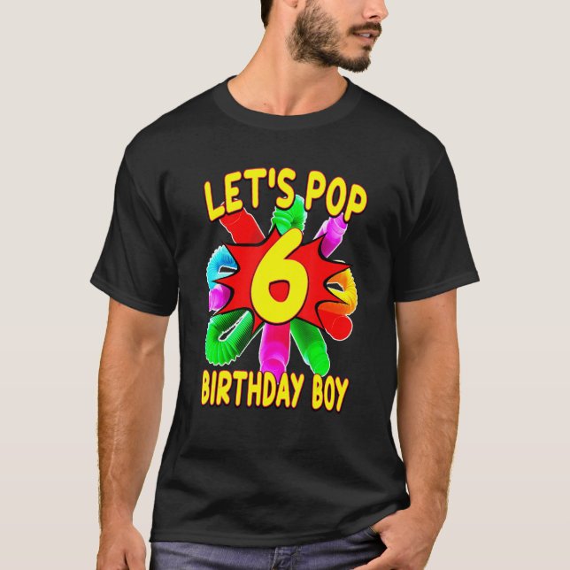 Camiseta Niño de 6 años Pop Tube Tema Cumpleaños (Anverso)