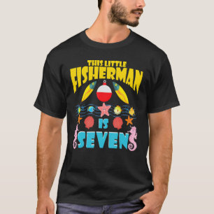 Camiseta Niño de 7 años Fisherman Birthday Theme Fishing Pa