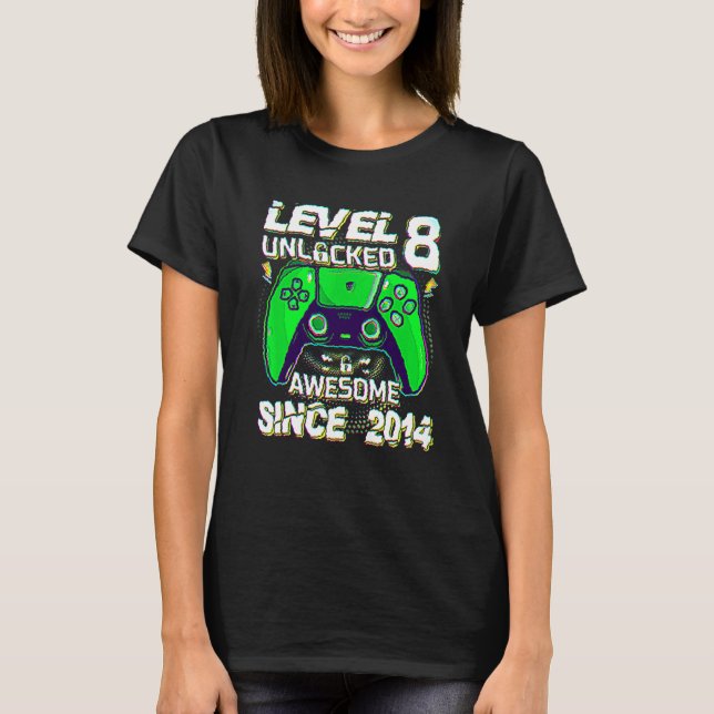 Camiseta Niño de 8 años de edad de nivel 8 desbloqueado 201 (Anverso)