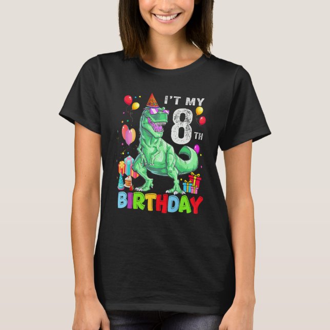 Camiseta Niño de 8 años es mi octavo cumpleaños Rex Dinosau (Anverso)