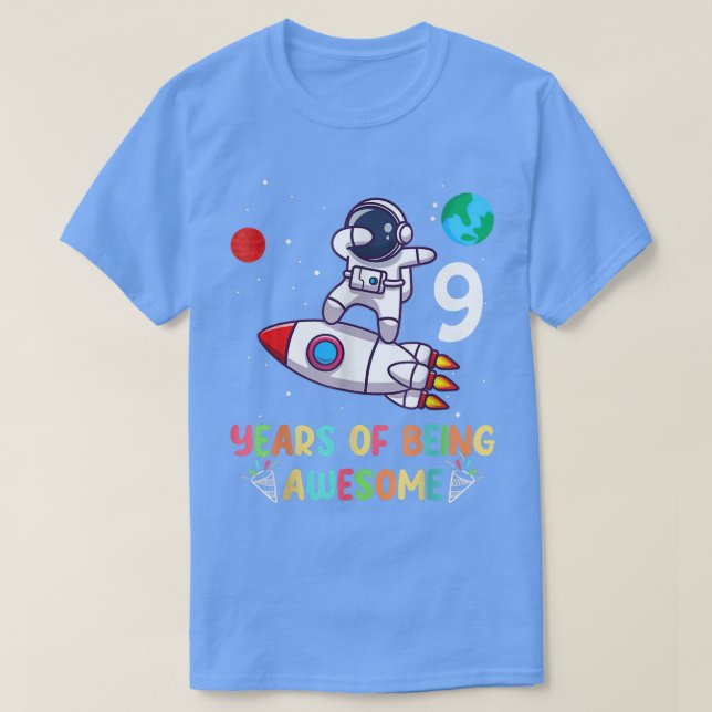 Camiseta Niño de 9 años astronauta de 9 años de edad Noveno (Diseño del anverso)
