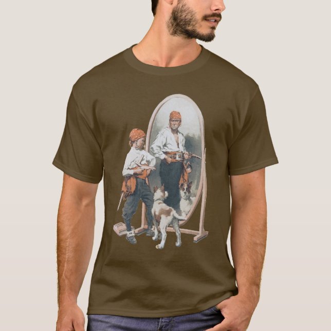Camiseta Niño de cosecha, Pirata de niños, perro, espejo, b (Anverso)