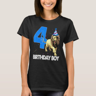 Camiseta Niño de cumpleaños 4 animal salvaje de león rugido