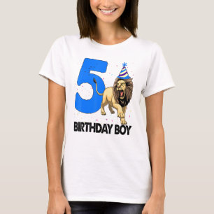 Camiseta Niño de cumpleaños 5 animales salvajes de leones r