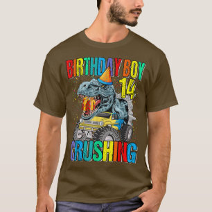Camiseta Niño de cumpleaños aplastando dinosaurio de camión