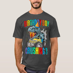 Camiseta Niño de cumpleaños aplastando dinosaurio de camión