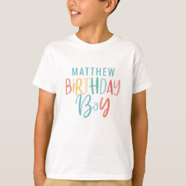 Camiseta Niño de cumpleaños de guión de arcoiris brillante 