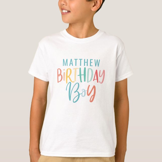Camiseta Niño de cumpleaños de guión de arcoiris brillante  (Anverso)