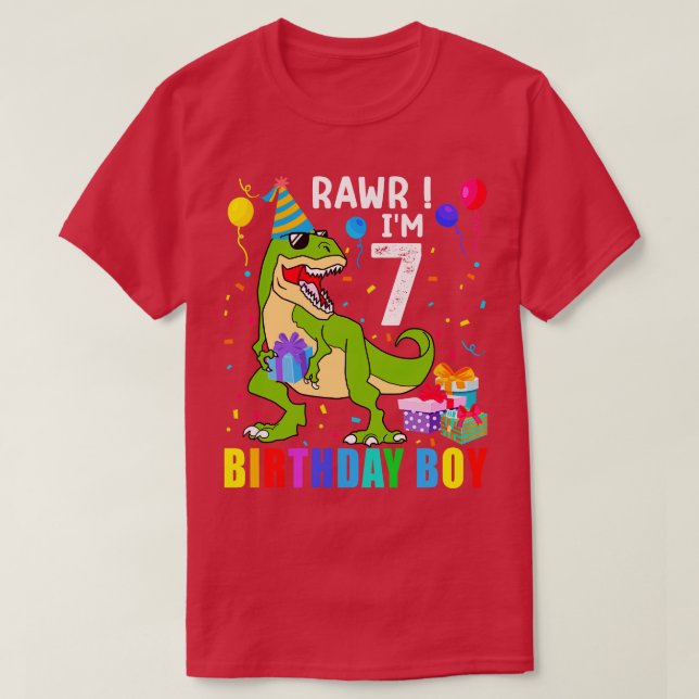 Camiseta Niño de cumpleaños T Rex Dinosaurio 2 (Diseño del anverso)