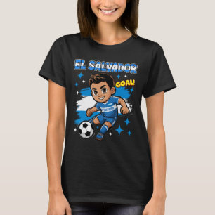 Camiseta Niño de El Salvador Meta Dibujos Animados Bandera
