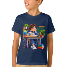 Niño de escuela lindo aprendiendo