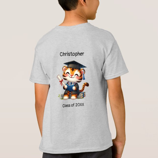 Camiseta Niño de kindergarten nombre de graduado tigre (Reverso)