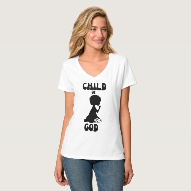 Camiseta Niño de la Biblia de Dios cita el cuello-V de las  (Anverso completo)