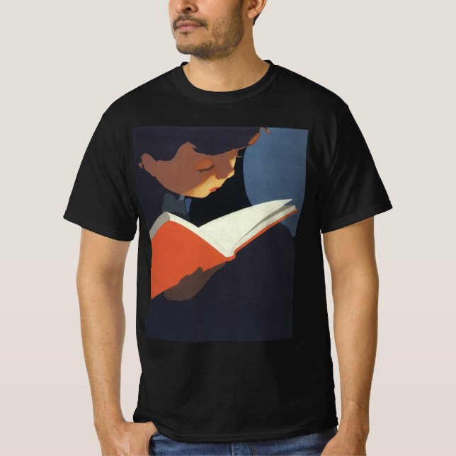 Camiseta Niño de la época leyendo un libro de la biblioteca (Anverso)