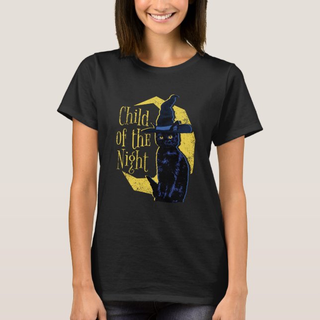 Camiseta Niño de la noche gato negro y luna (Anverso)