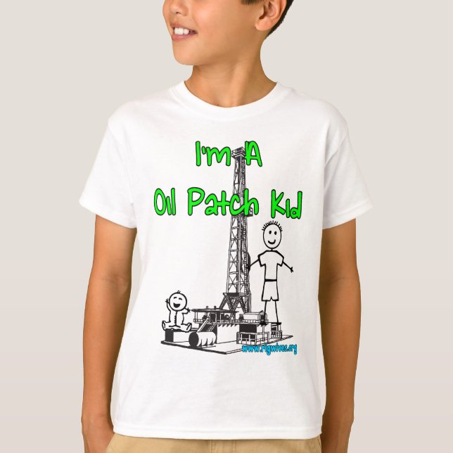 Camiseta Niño del remiendo del aceite (Anverso)
